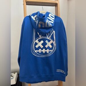 Cult of Individuality Hooded Zip Up Sweatshirt/Jadket with Silver Graphics